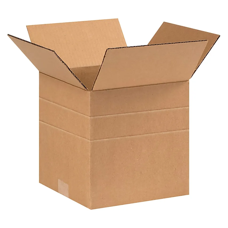 Partners Brand Multi-Depth Corrugated Boxes, 9" x 9" x 9", Kraft, Pack Of 25