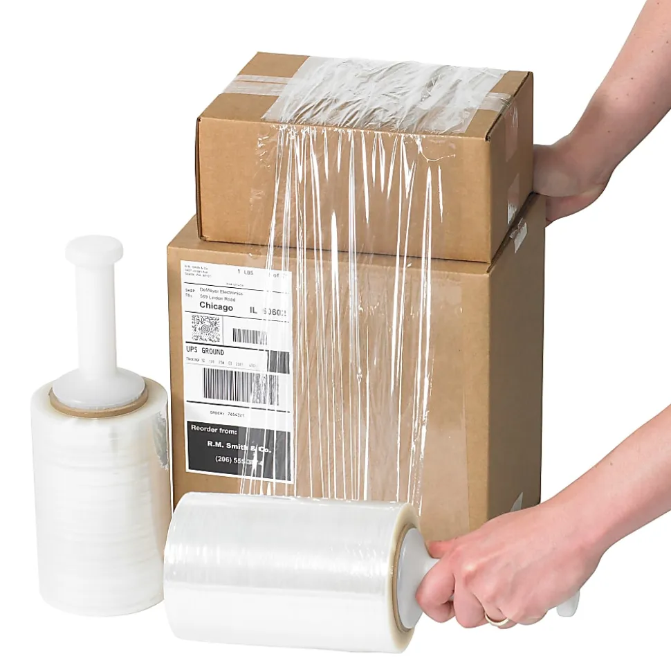 Partners Brand Narrow-Width Bundling Stretch Film With One Handle, 80 Gauge, 3" x 1000', Case Of 18