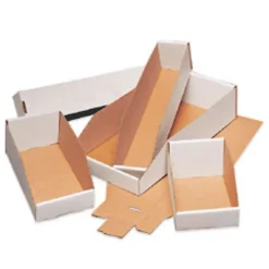 Partners Brand Open Top Bin Boxes, 12" x 4" x 4 1/2", Oyster White, Case Of 50