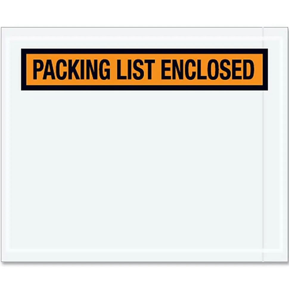 Partners Brand "Packing List Enclosed" Envelopes, Panel Face, Orange, 4 1/2" x 5 1/2" Pack Of 1,000