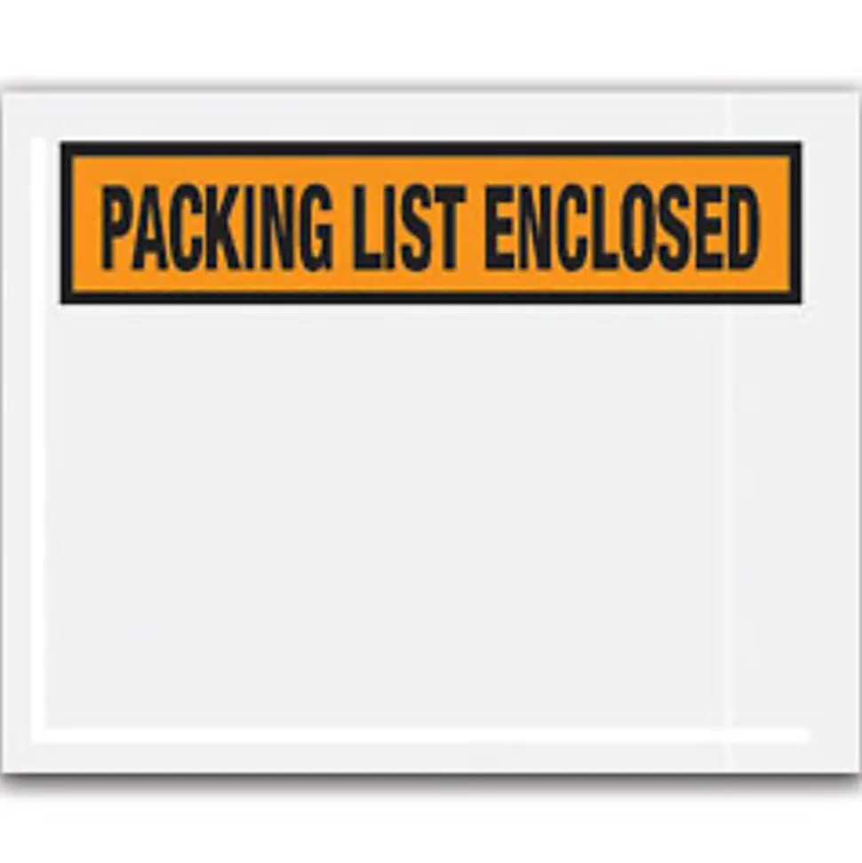 Partners Brand "Packing List Enclosed" Envelopes, Panel Face, Orange, 4 1/2" x 5 1/2" Pack Of 1,000
