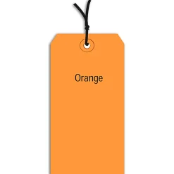 Partners Brand Prestrung Color Shipping Tags, #6, 5 1/4" x 2 5/8", Orange, Box Of 1,000