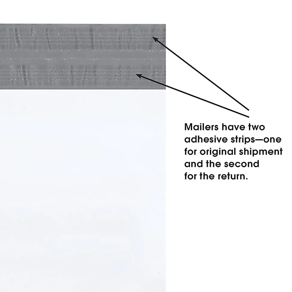 Partners Brand Returnable Poly Mailers, 14" x 17", White, Case Of 100