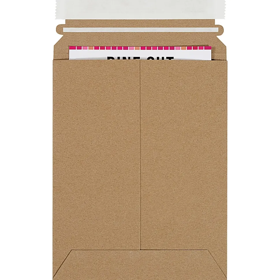 Partners Brand Self-Seal Stayflats® Plus Flat Mailers, 6" x 8", Kraft Brown, Pack of 100