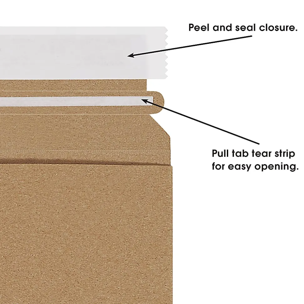 Partners Brand Self-Seal Stayflats® Plus Flat Mailers, 6" x 8", Kraft Brown, Pack of 100