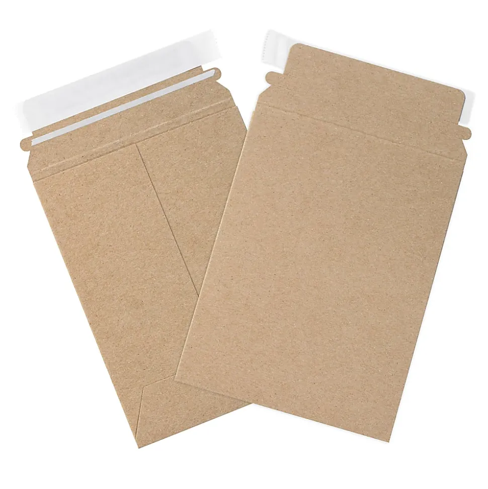Partners Brand Self-Seal Stayflats® Plus Flat Mailers, 6" x 8", Kraft Brown, Pack of 100