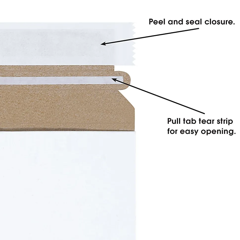 Partners Brand Self-Seal Stayflats® Plus Express Pouch Mailers, 13" x 18", White, Pack of 100