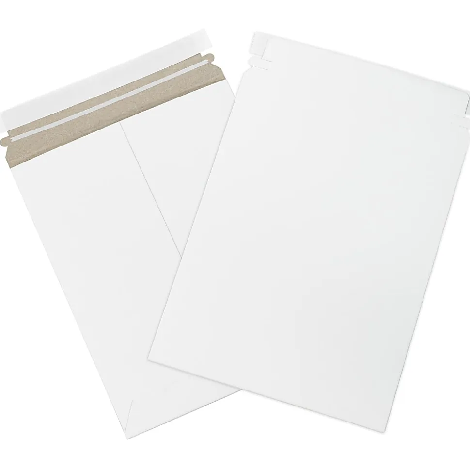 Partners Brand Self-Seal Stayflats® Plus Express Pouch Mailers, 9" x 11 1/2", White, Pack Of 25