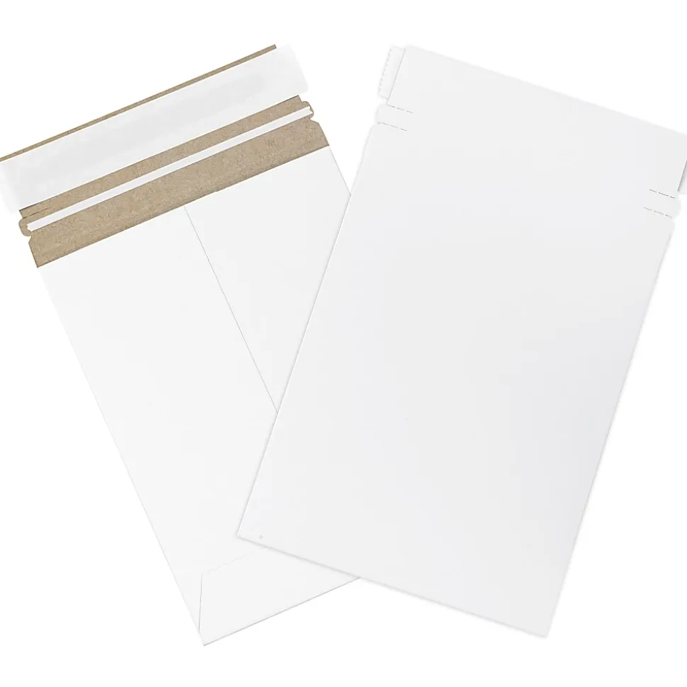 Partners Brand Self-Seal Stayflats® Plus Express Pouch Mailers, 6" x 8", White, Pack of 25