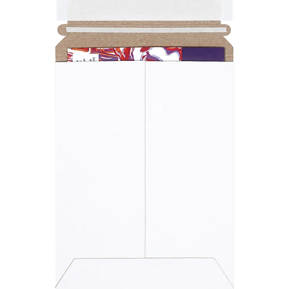 Partners Brand Self-Seal Stayflats® Plus Express Pouch Mailers, 6" x 8", White, Pack of 25