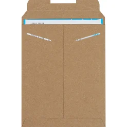 Partners Brand Stayflats® Flat Mailers, 9" x 11 1/2", Kraft Brown, Pack of 100