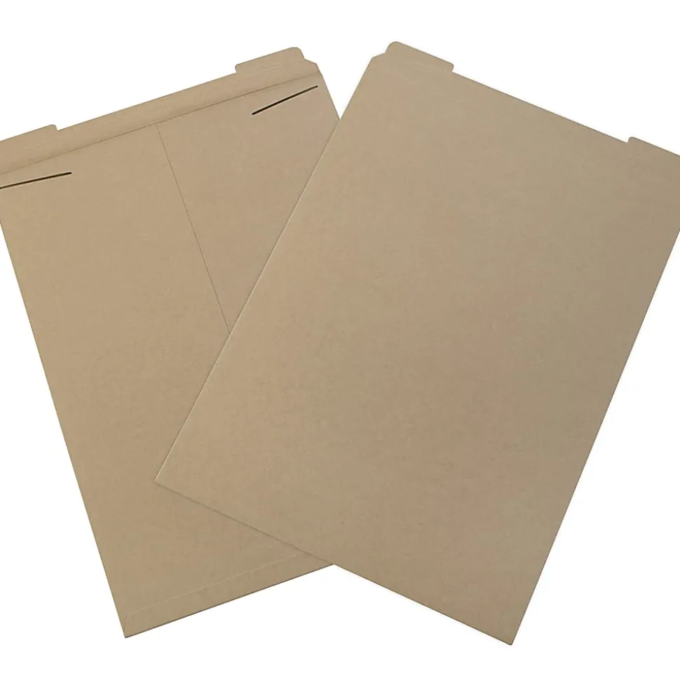 Partners Brand Stayflats® Flat Mailers, 20" x 27", Kraft Brown, Pack of 50
