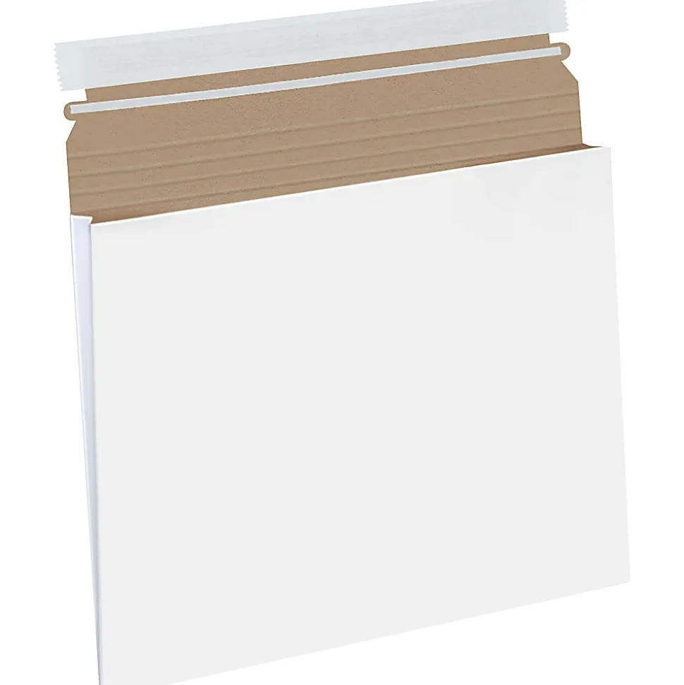 Partners Brand Stayflats® Gusseted Mailers, 12 1/2" x 9 1/2" x 1", White, Pack of 100