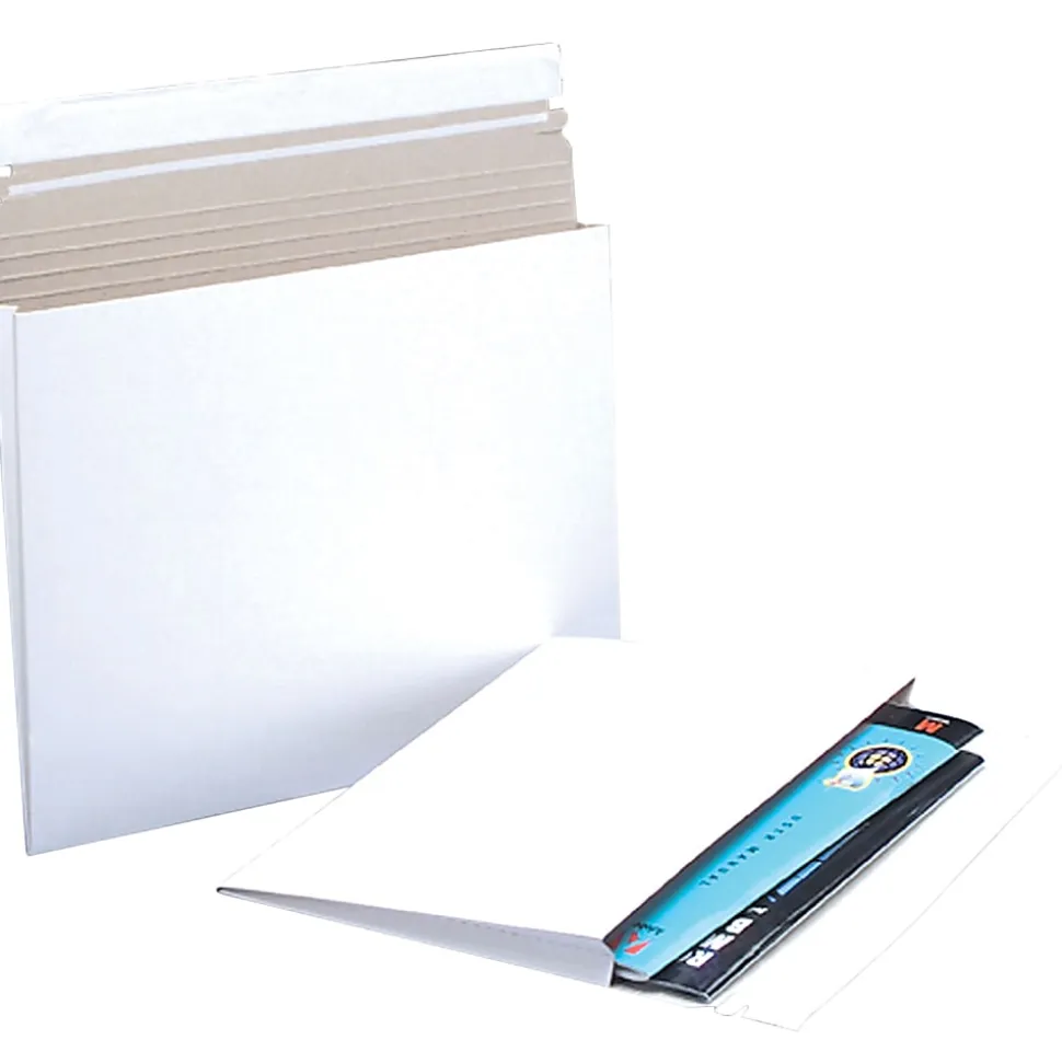 Partners Brand Stayflats® Gusseted Mailers, 12 1/2" x 9 1/2" x 1", White, Pack of 100