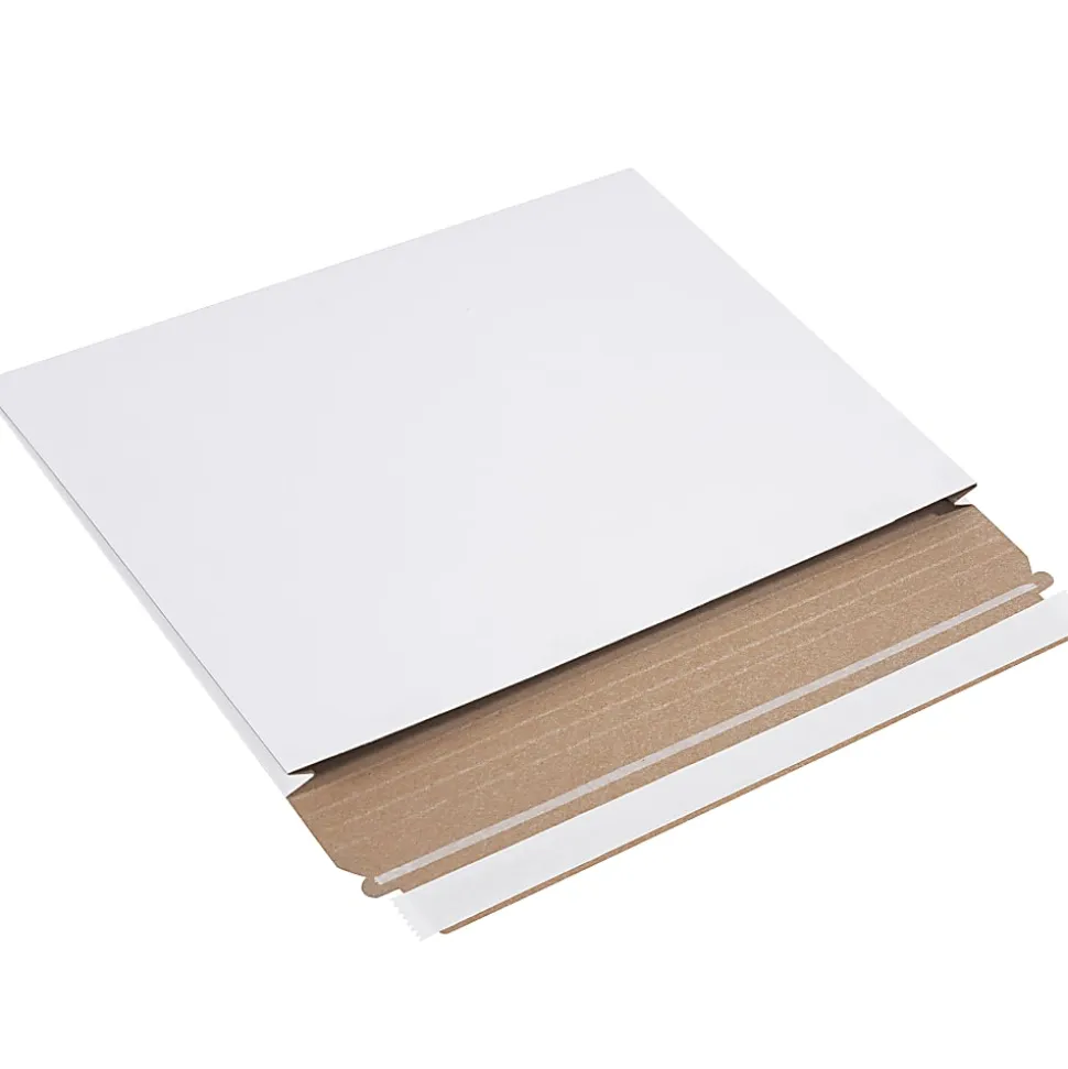 Partners Brand Stayflats® Gusseted Mailers, 12 1/2" x 9 1/2" x 1", White, Pack of 100
