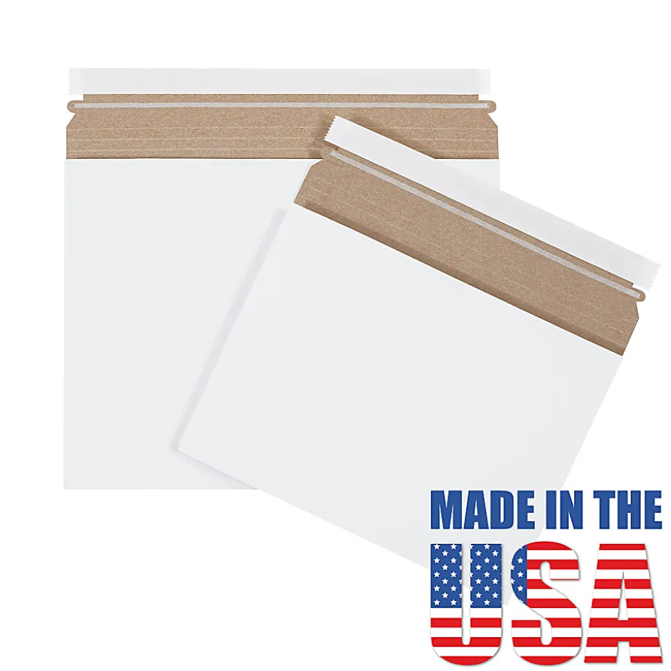 Partners Brand Stayflats® Gusseted Mailers, 12 1/2" x 9 1/2" x 1", White, Pack of 100