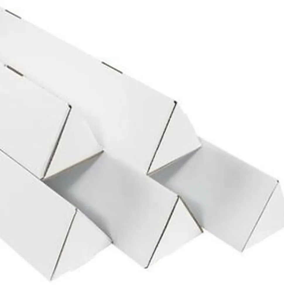Partners Brand Triangular White Tube Mailers, 3" x 24 1/4", Pack Of 50