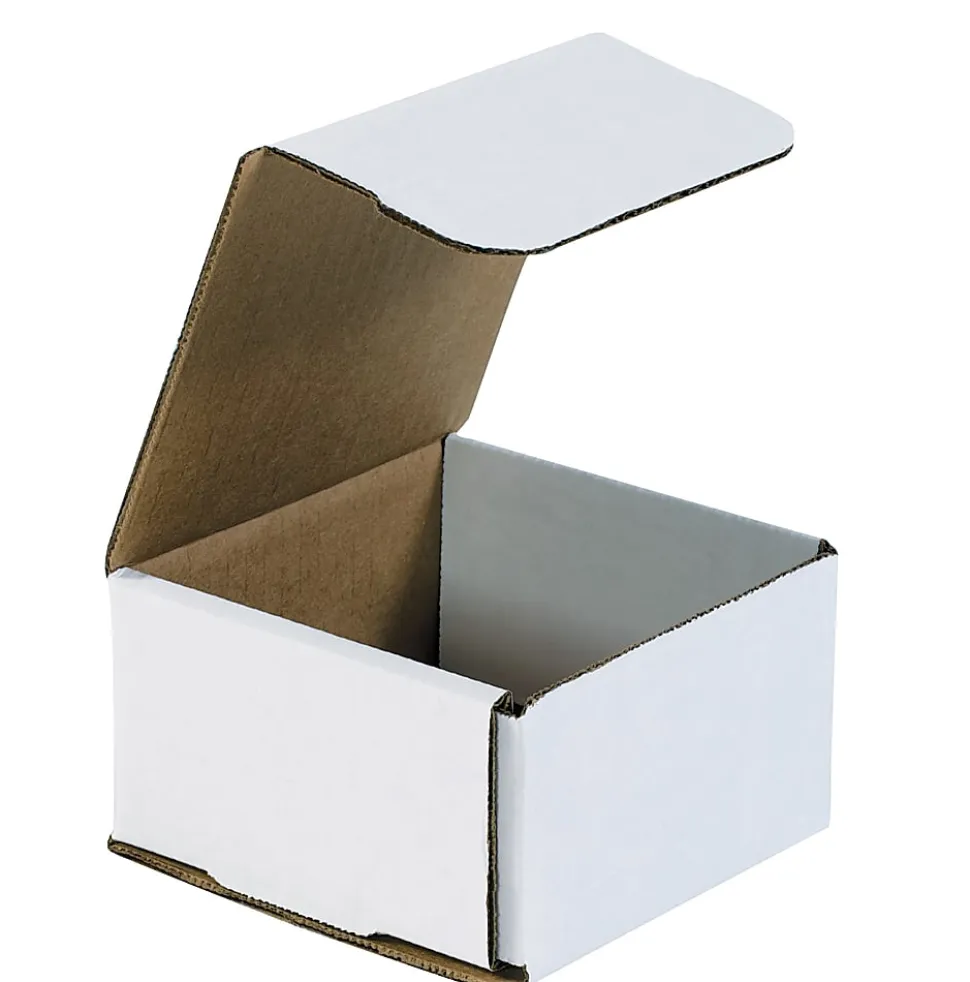 Partners Brand White Corrugated Mailers, 4 3/8" x 4 3/8" x 2 1/2", Pack Of 50