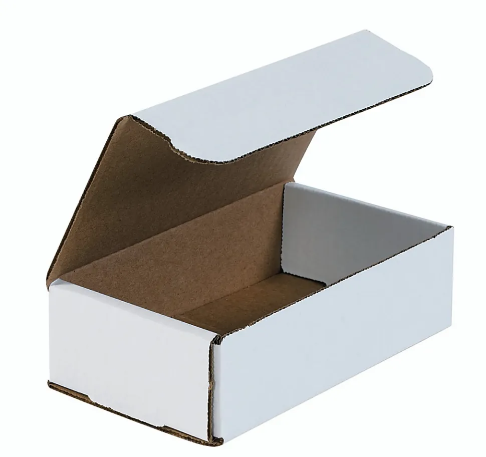 Partners Brand White Corrugated Mailers, 7" x 4" x 2",, Pack Of 50