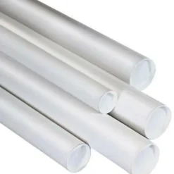 Partners Brand White Mailing Tubes With Plastic Endcaps, 2" x 20", 80% Recycled, Pack Of 50