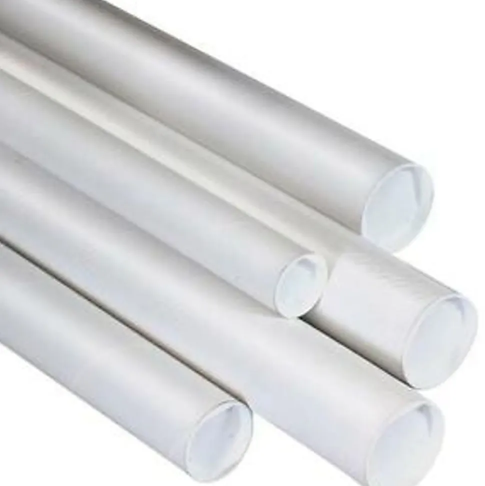 Partners Brand White Mailing Tubes With Plastic Endcaps, 2" x 36", 80% Recycled, Pack Of 50