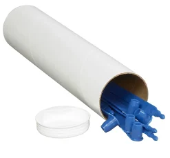 Partners Brand White Mailing Tubes With Plastic Endcaps, 2