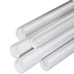 Partners Brand White Mailing Tubes With Plastic Endcaps, 2" x 24", 80% Recycled, Pack Of 50