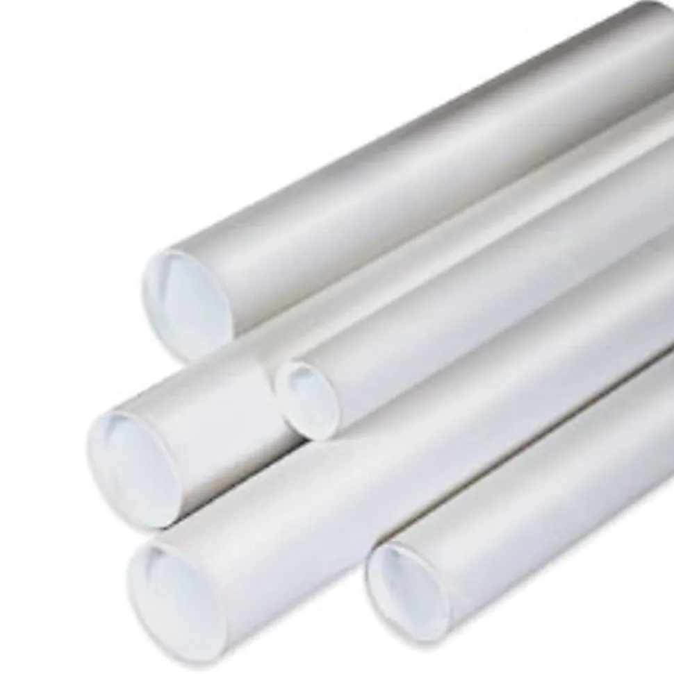 Partners Brand White Mailing Tubes With Plastic Endcaps, 4" x 26", 80% Recycled, Pack Of 15