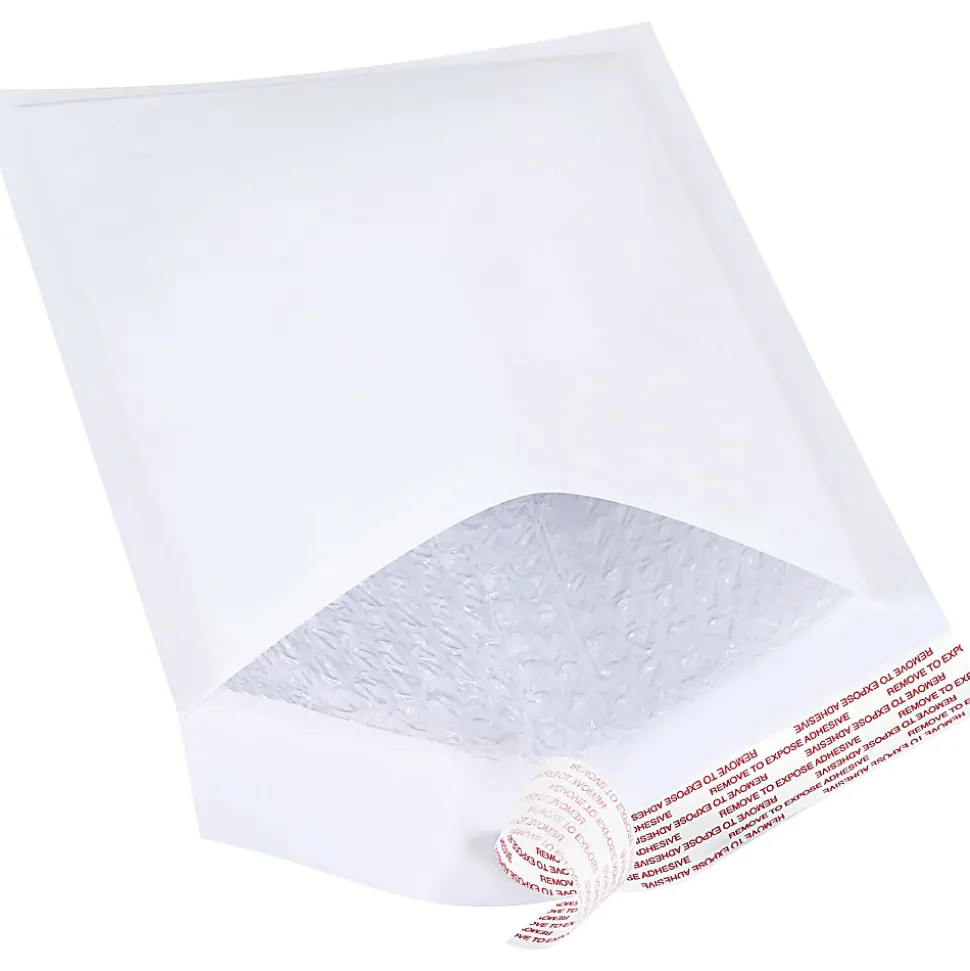 Partners Brand White Self-Seal Bubble Mailers, #1, 7 1/4" x 12", Pack Of 100