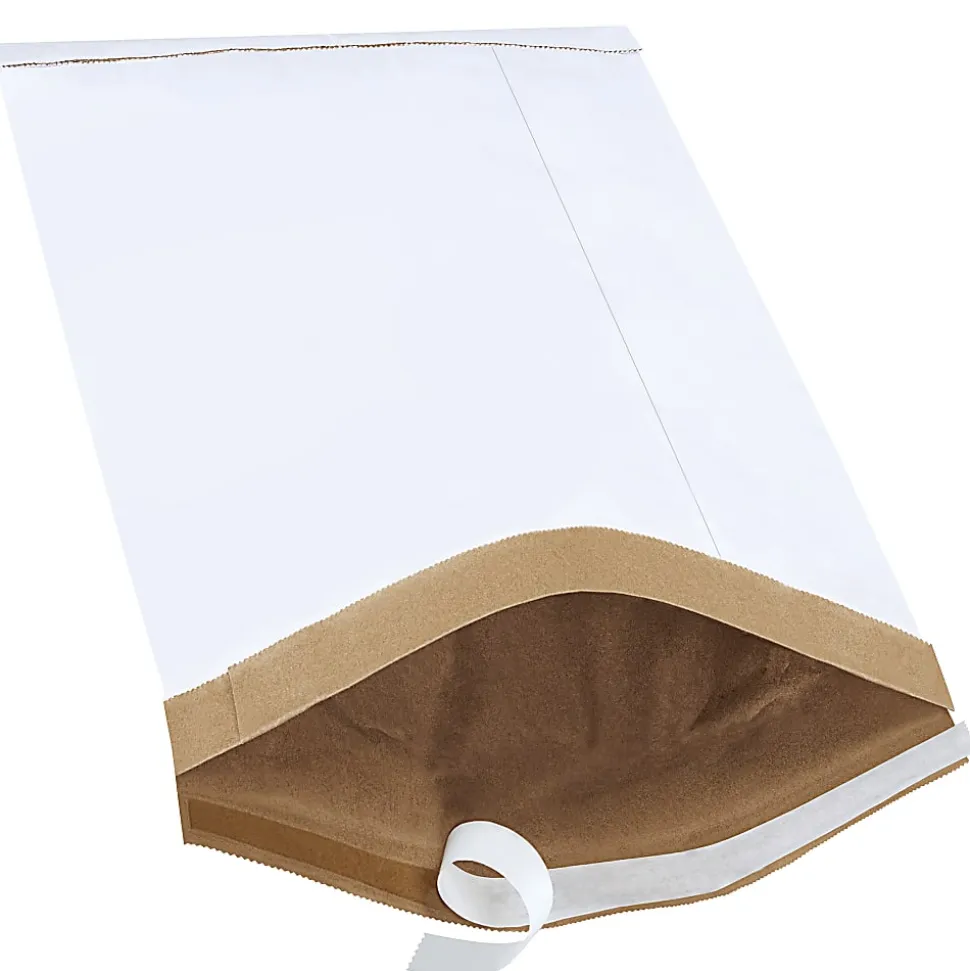 Partners Brand White Self-Seal Padded Mailers, #5, 10 1/2" x 16", Pack Of 100