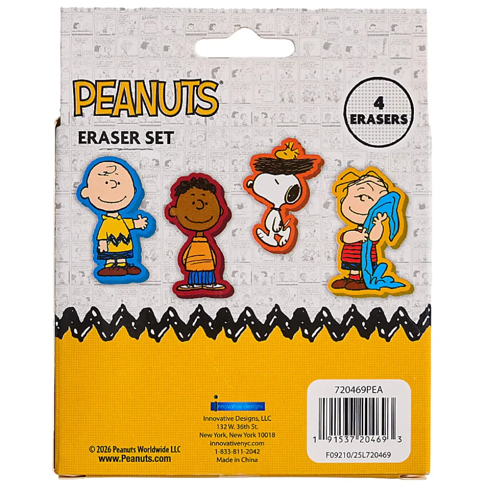 Peanuts Licensed Eraser Set, 1-1/4" x 1-1/4", Set of 4 Erasers