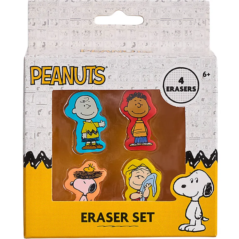 Peanuts Licensed Eraser Set, 1-1/4" x 1-1/4", Set of 4 Erasers