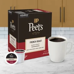Peet's Coffee French Roast Keurig Single Serve K-Cup Pods, 88 Count (4 Boxes of 22)