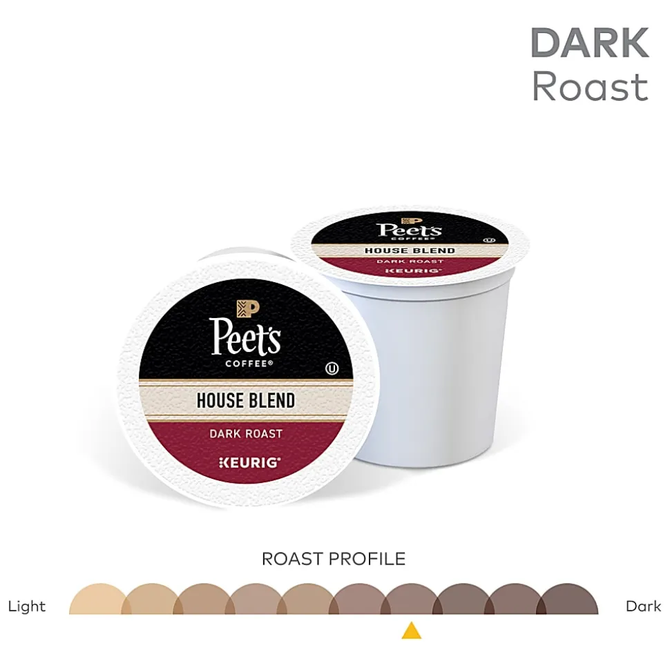 Peet's Coffee House Blend Keurig Single Serve K-Cup Pods, Dark Roast, 88 Count (4 Boxes of 22)