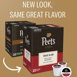 Peet's Coffee House Blend Keurig Single Serve K-Cup Pods, Dark Roast, 88 Count (4 Boxes of 22)