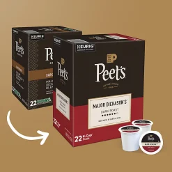 Peet's Coffee Major Dickason's Keurig Single Serve K-Cup Pods, Dark Roast, 22 Pods Per Pack, Case Of 4 Packs