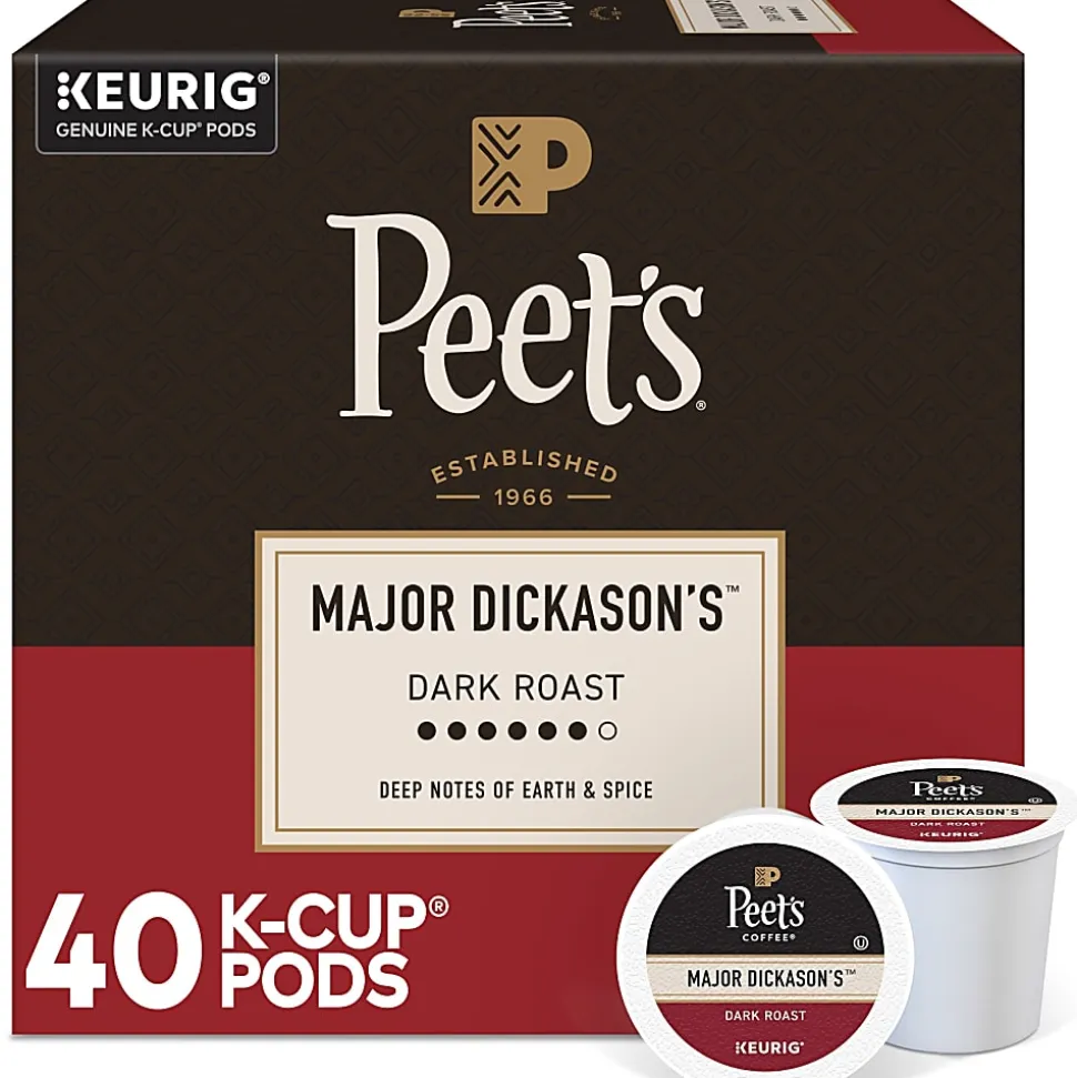 Peet's Coffee Major Dickason's Blend Coffee K-Cup Pods, Box Of 40