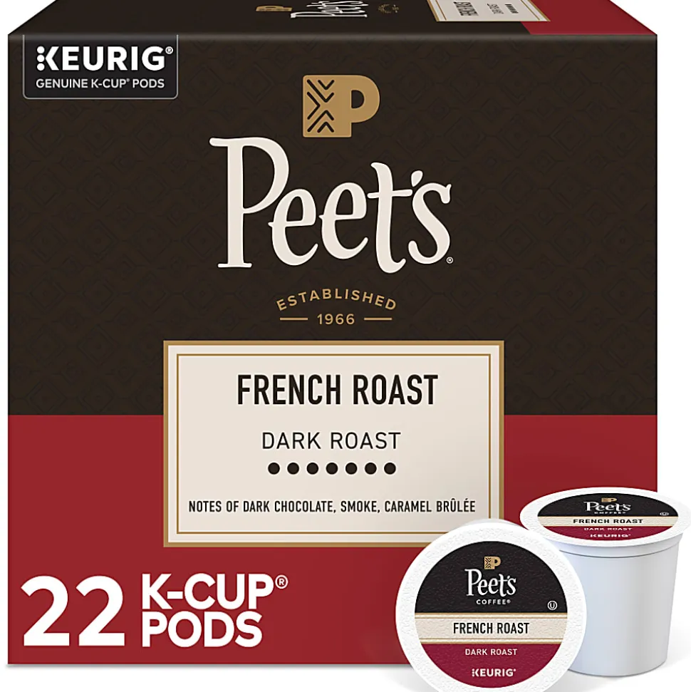 Peet's Coffee & Tea Single-Serve Coffee K-Cup Pods, French Roast, Carton Of 22