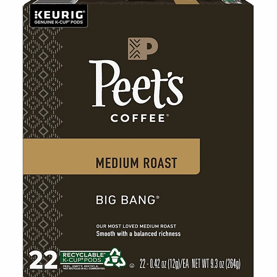 Peet's K-Cup Big Bang K-Cup Pods - Compatible with Keurig K-Cup Brewer - Medium - 22 K-Cup - 22 / Box