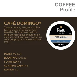 Peet's K-Cup Cafe Domingo K-Cup Pods - Compatible with Keurig K-Cup Brewer - Medium - 22 K-Cup