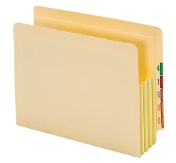 Pendaflex® End-Tab File Pockets With Tyvek® Gusset, 3 1/2" Expansion, Letter Size, Manila, Pack Of 10 Pockets