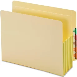 Pendaflex® End-Tab File Pockets With Tyvek® Gusset, 5 1/4" Expansion, Letter Size, Manila, Pack Of 10 Pockets