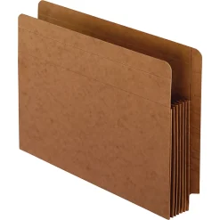 Pendaflex® Fiber Stock Heavy-Duty Expanding Pocket Folders, 5 1/4" Expansion, Letter Size, 30% Recycled, Red, Box Of 10 Folders