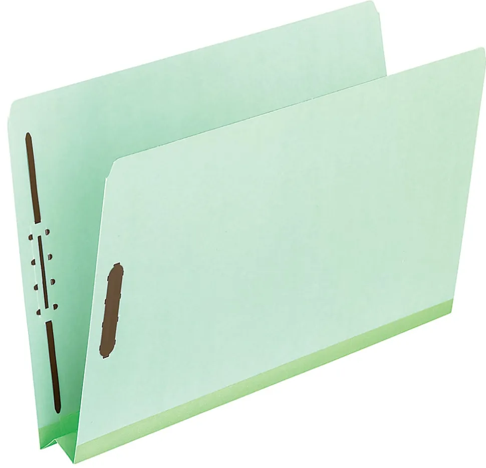 Pendaflex® File Folders With Fasteners, Letter Size, Straight Cut, 2" Expansion, Light Green, Box Of 25 Folders