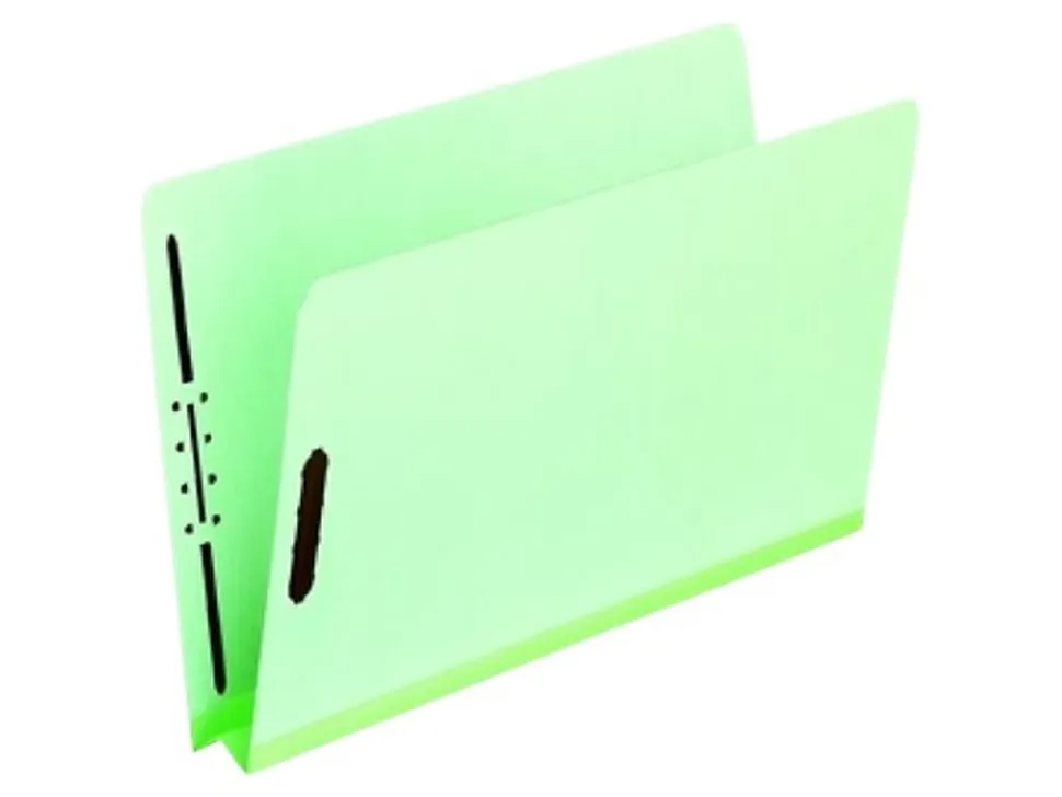 Pendaflex® File Folders With Fasteners, Letter Size, Straight Cut, 2" Expansion, Light Green, Box Of 25 Folders