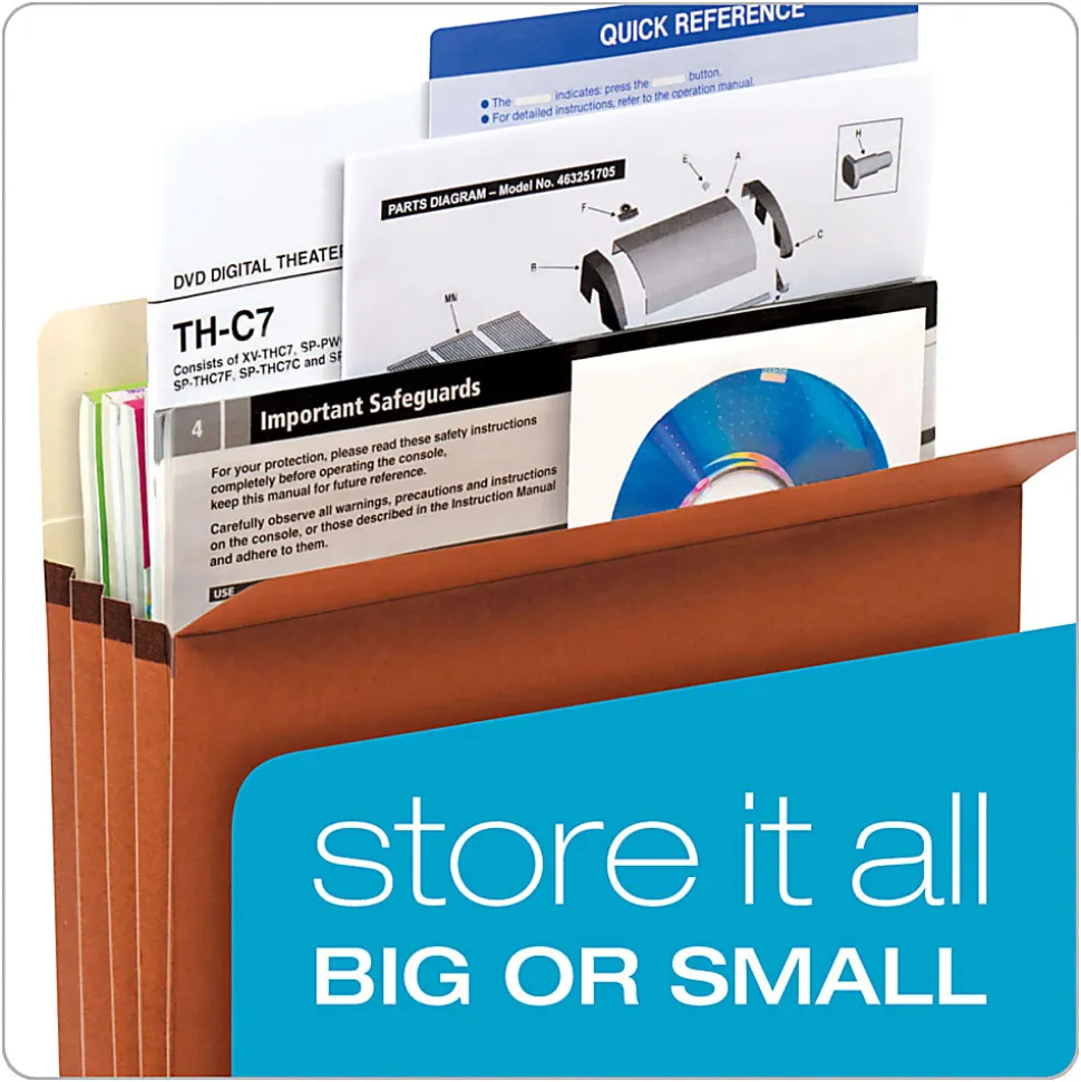 Pendaflex® File Pockets, 5 1/4" Expansion, Legal Size, 30% Recycled, Brown, Box Of 10 File Pockets