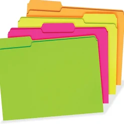 Pendaflex® Glow File Folders, 1/3 Cut, 8 1/2" x 11", Letter Size, Assorted Colors, Pack Of 24