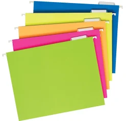 Pendaflex® Glow Hanging File Folders, 1/5 Cut, Letter Size, Assorted Colors, Box Of 25
