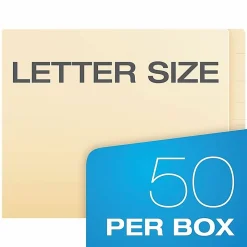 Pendaflex® Laminated Spine End-Tab Folders, Fastener, 2 Partitions, Straight Cut, Letter Size, Manila, Pack Of 50