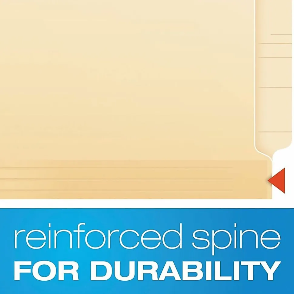 Pendaflex® Laminated Spine End-Tab Folders, Fastener, 2 Partitions, Straight Cut, Letter Size, Manila, Pack Of 50